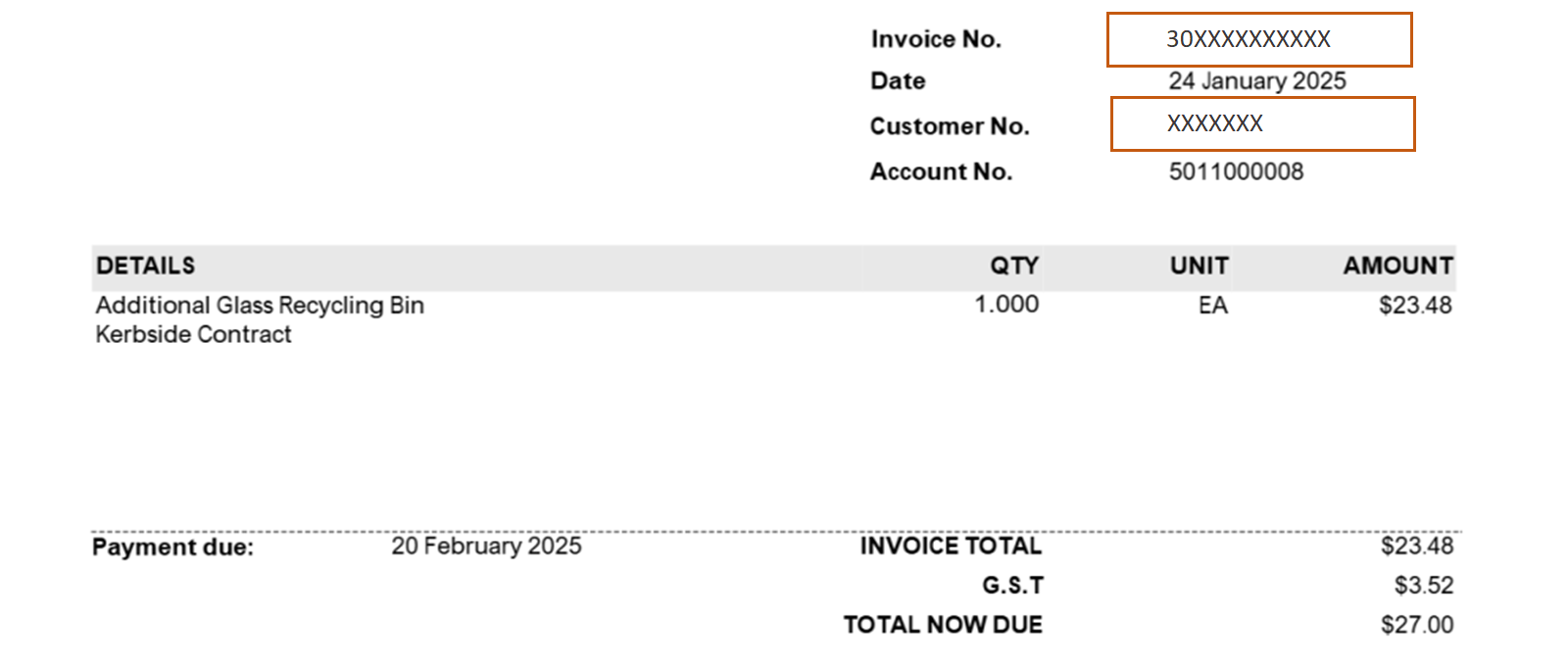 Leasing Invoice